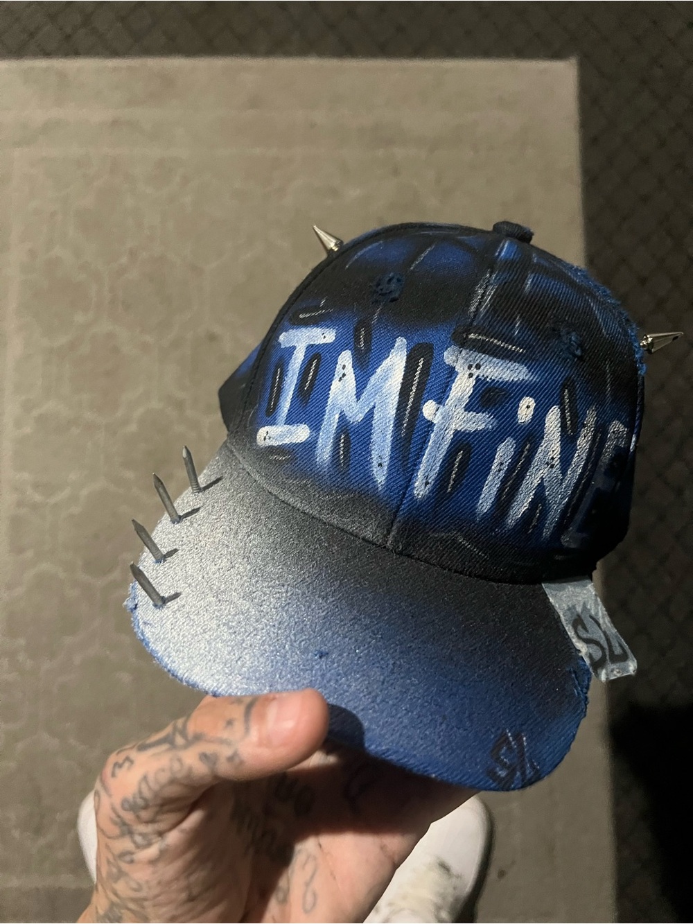 & Other Stories Blue and White Graffiti Spike Kids Hat